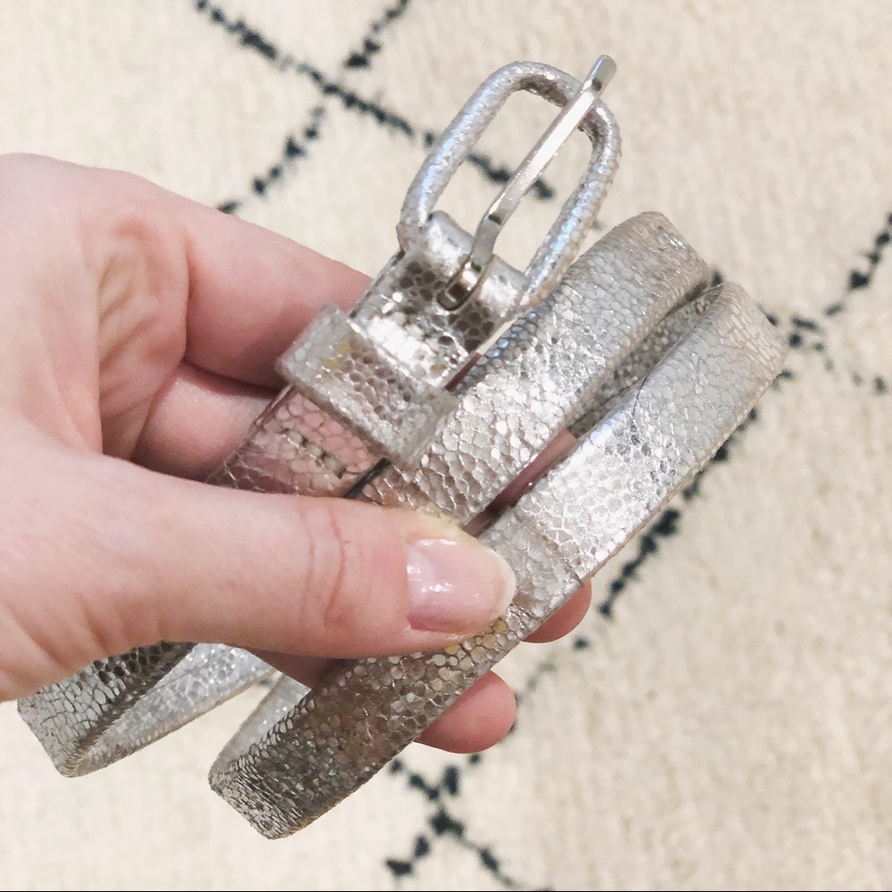 J Crew Slim Silver Belt